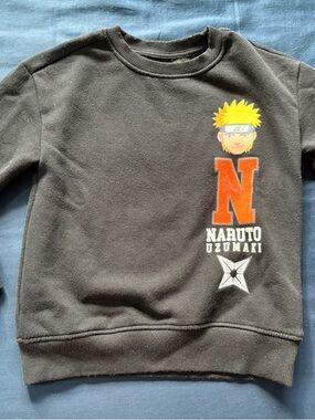 Black Naruto Uzumaki Kids Sweatshirt with Orange 'N' Graphic